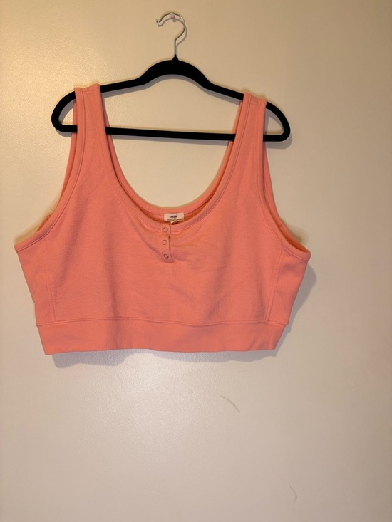 aerie Tops - Aerie Restart Cropped Fleece Tank Top Coral Pink XXL Button Front Lounge